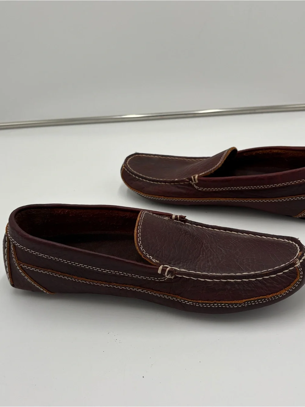 Duluth Trading Men’s Size 10 Driving Moccasins Brown Bison Leather Loafers